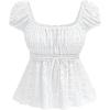 image:imageSOLY HUX Womens Square Neck Short Sleeve Peplum Tops Tie Front Summer Teen Girls Babydoll Top T ShirtPlain White
