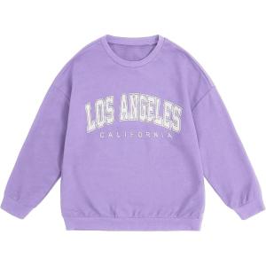 image:imageSOLY HUX Girls Graphic Sweatshirt Color Block Letter Print Long Sleeve Crewneck Casual Pullover TopsPurple Letter