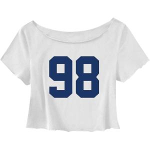 image:imageSOLY HUX Girls Off The Shoulder Summer Crop Tops Number Graphic Short Sleeve Boat Neck Tee ShirtsWhite Blue Number
