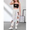image:imageSOLY HUX Girls Butterfly Print Cami Tops amp High Low Hem Short Sleeve T Shirt with Sweatpants 3 PieceWhite Butterfly  Thickening Type