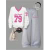 image:imageSOLY HUX Girls Clothing Set Long Sleeve Number Graphic Sweatshirts and Wide Leg Pants Fall OutfitsWhite Grey Graphic