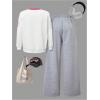 image:imageSOLY HUX Girls Clothing Set Long Sleeve Number Graphic Sweatshirts and Wide Leg Pants Fall OutfitsWhite Grey Graphic