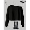 image:imageSOLY HUX Girls Off The Shoulder Sweatshirt Tops Long Sleeve T Shirts Cute Crop Pullover TopsBlack Bow