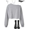 image:imageSOLY HUX Girls Off The Shoulder Sweatshirt Tops Long Sleeve T Shirts Cute Crop Pullover TopsPlain Grey