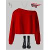 image:imageSOLY HUX Girls Off The Shoulder Sweatshirt Tops Long Sleeve T Shirts Cute Crop Pullover TopsPlain Red