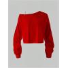 image:imageSOLY HUX Girls Off The Shoulder Sweatshirt Tops Long Sleeve T Shirts Cute Crop Pullover TopsPlain Red