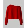 image:imageSOLY HUX Girls Off The Shoulder Sweatshirt Tops Long Sleeve T Shirts Cute Crop Pullover TopsPlain Red
