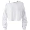image:imageSOLY HUX Girls Off The Shoulder Sweatshirt Tops Long Sleeve T Shirts Cute Crop Pullover TopsPlain White