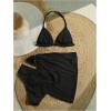 image:imageSOLY HUX Girls Summer Swimsuit Set Floral Halter Triangle Bikini Set with Wrap Skirts BeachwearPure Black