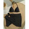 image:imageSOLY HUX Girls Summer Swimsuit Set Floral Halter Triangle Bikini Set with Wrap Skirts BeachwearPure Black
