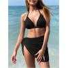 image:imageSOLY HUX Girls Summer Swimsuit Set Floral Halter Triangle Bikini Set with Wrap Skirts BeachwearPure Black