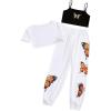 image:imageSOLY HUX Girls Butterfly Print Cami Tops amp High Low Hem Short Sleeve T Shirt with Sweatpants 3 PieceWhite Butterfly  Thickening Type