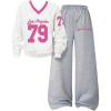 image:imageSOLY HUX Girls Clothing Set Long Sleeve Number Graphic Sweatshirts and Wide Leg Pants Fall OutfitsWhite Grey Graphic