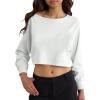 image:imageSOLY HUX Girls Off The Shoulder Sweatshirt Tops Long Sleeve T Shirts Cute Crop Pullover TopsPlain White