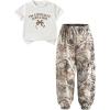 image:imageSOLY HUX Toddler Girls Summer 2 Piece Outfits Graphic Short Sleeve T Shirt and Camo Pants Clothing Set StreetwearWhite Camo