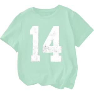image:imageSOLY HUX Girls Number Graphic Tees Short Sleeve Crew Neck Y2k Tops Jersey ShirtsMint Green Number