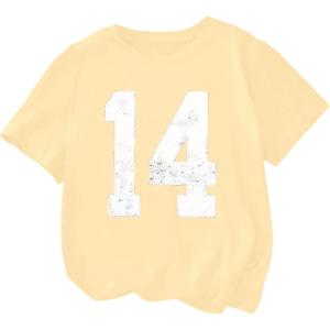 image:imageSOLY HUX Girls Number Graphic Tees Short Sleeve Crew Neck Y2k Tops Jersey ShirtsYellow Number