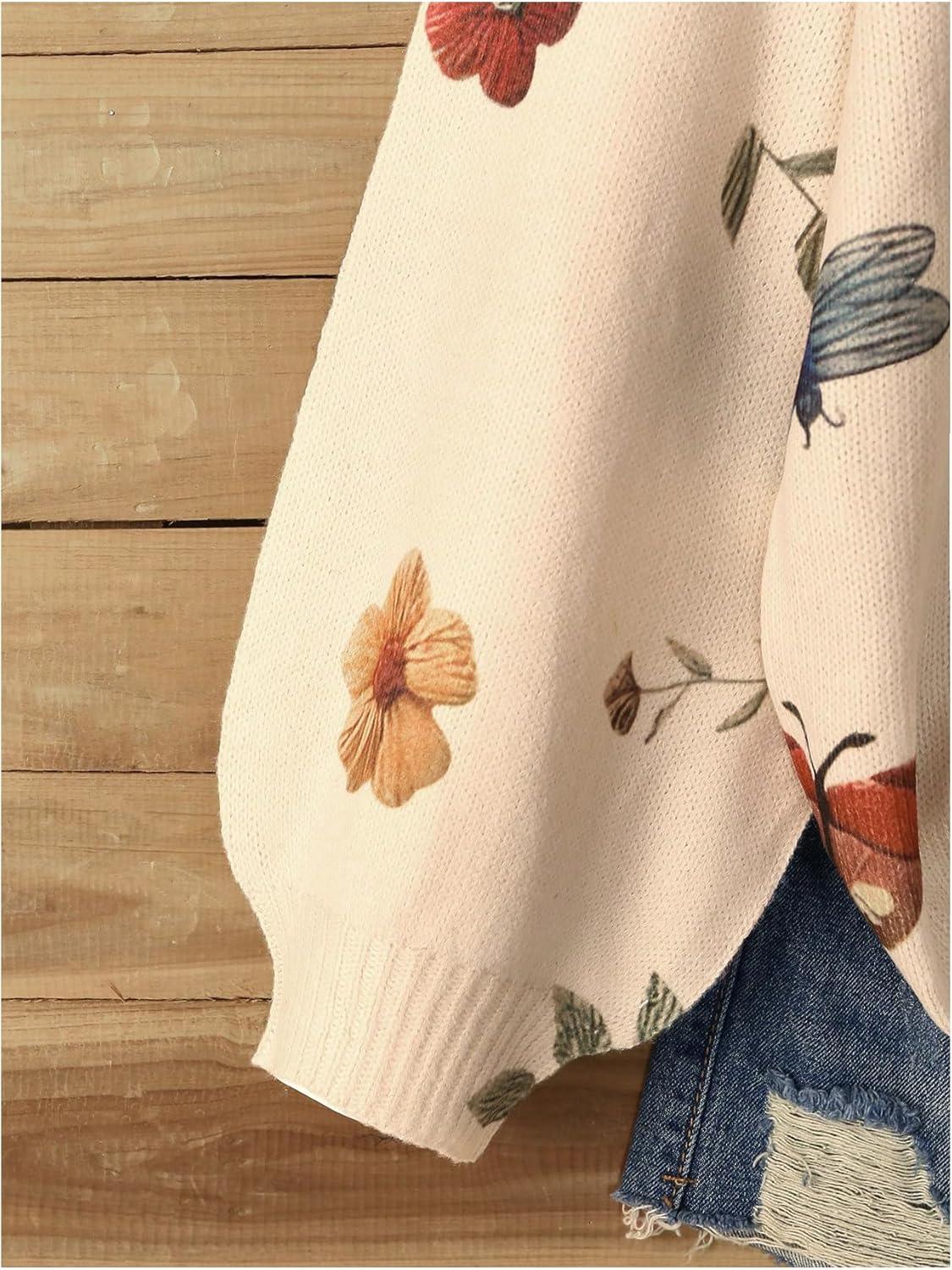 image:imageSOLY HUX Womens Plus Size Vintage Floral Print Lace Up Cardigan Sweater Long Sleeve Knitted Retro OuterwearApricot Floral