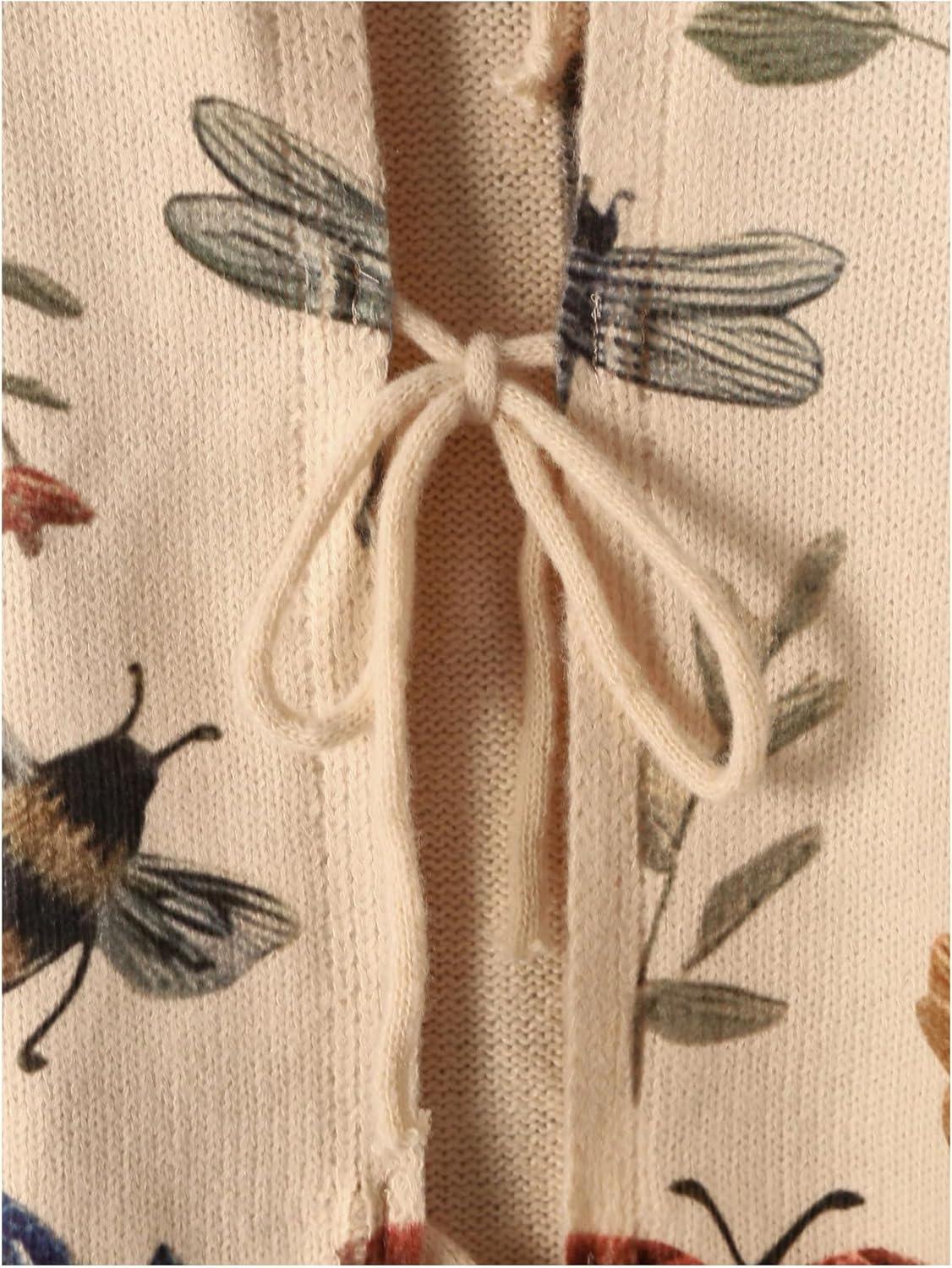 image:imageSOLY HUX Womens Plus Size Vintage Floral Print Lace Up Cardigan Sweater Long Sleeve Knitted Retro OuterwearApricot Floral