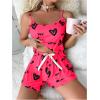 image:imageSOLY HUX Cute Pajama Sets for Women 2 Piece Heart Print Sleepwear Cami Tops and Shorts Summer LoungewearHotpink Heart