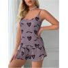 image:imageSOLY HUX Cute Pajama Sets for Women 2 Piece Heart Print Sleepwear Cami Tops and Shorts Summer LoungewearMauve Purple Heart