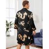 image:imageSOLY HUX Mens Long Sleeve Silk Sleepwear Satin Kimono Robe with Shorts Pajamas SetBlack