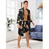 image:imageSOLY HUX Mens Long Sleeve Silk Sleepwear Satin Kimono Robe with Shorts Pajamas SetBlack
