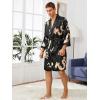image:imageSOLY HUX Mens Long Sleeve Silk Sleepwear Satin Kimono Robe with Shorts Pajamas SetBlack