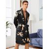 image:imageSOLY HUX Mens Long Sleeve Silk Sleepwear Satin Kimono Robe with Shorts Pajamas SetBlack