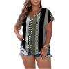 image:imageSOLY HUX Plus Size Blouses for Curvy Women Cute Boho Striped Print Shirts V Neck Casual Summer Blouses TShirts TopsArmy Green Multi