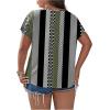 image:imageSOLY HUX Plus Size Blouses for Curvy Women Cute Boho Striped Print Shirts V Neck Casual Summer Blouses TShirts TopsArmy Green Multi