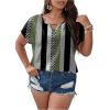 image:imageSOLY HUX Plus Size Blouses for Curvy Women Cute Boho Striped Print Shirts V Neck Casual Summer Blouses TShirts TopsArmy Green Multi