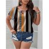 image:imageSOLY HUX Plus Size Blouses for Curvy Women Cute Boho Striped Print Shirts V Neck Casual Summer Blouses TShirts TopsGold Multi