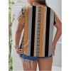 image:imageSOLY HUX Plus Size Blouses for Curvy Women Cute Boho Striped Print Shirts V Neck Casual Summer Blouses TShirts TopsGold Multi
