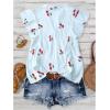 image:imageSOLY HUX Plus Size Tops for Women Cherry Print Notched V Neck Ruffle Cap Sleeve Vacation Casual BlouseLight Blue Cherry