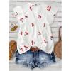 image:imageSOLY HUX Plus Size Tops for Women Cherry Print Notched V Neck Ruffle Cap Sleeve Vacation Casual BlouseWhite Cherry