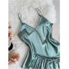 image:imageSOLY HUX Satin Pajama Set for Women Lace Silk Pjs Camisole Top and Shorts Sleepwear 2 PiecePlain Green