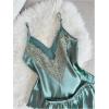 image:imageSOLY HUX Satin Pajama Set for Women Lace Silk Pjs Camisole Top and Shorts Sleepwear 2 PiecePlain Green