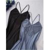 image:imageSOLY HUX Womens 2 Piece Silk Nightgown V Neck Slip Cami Dress Satin Nightdress SleepwearBlack and Blue