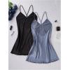 image:imageSOLY HUX Womens 2 Piece Silk Nightgown V Neck Slip Cami Dress Satin Nightdress SleepwearBlack and Blue
