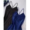 image:imageSOLY HUX Womens 2 Piece Silk Nightgown V Neck Slip Cami Dress Satin Nightdress SleepwearBlack and Dark Blue
