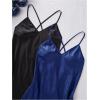 image:imageSOLY HUX Womens 2 Piece Silk Nightgown V Neck Slip Cami Dress Satin Nightdress SleepwearBlack and Dark Blue