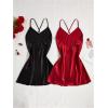 image:imageSOLY HUX Womens 2 Piece Silk Nightgown V Neck Slip Cami Dress Satin Nightdress SleepwearBlack and Red