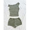 image:imageSOLY HUX Womens 2 Piece Striped Off The Shoulder Crop Tops and Mini Shorts Set Summer Y2K Going Out OutfitsMulti Green