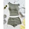 image:imageSOLY HUX Womens 2 Piece Striped Off The Shoulder Crop Tops and Mini Shorts Set Summer Y2K Going Out OutfitsMulti Green