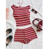 image:imageSOLY HUX Womens 2 Piece Striped Off The Shoulder Crop Tops and Mini Shorts Set Summer Y2K Going Out OutfitsRed and White