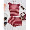 image:imageSOLY HUX Womens 2 Piece Striped Off The Shoulder Crop Tops and Mini Shorts Set Summer Y2K Going Out OutfitsRed and White