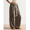 image:imageSOLY HUX Womens Baggy Sweatpants Drawstring Waist Jogger Pants with Pocket Casual Wide Leg PantsCoffee Brown