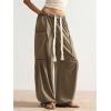 image:imageSOLY HUX Womens Baggy Sweatpants Drawstring Waist Jogger Pants with Pocket Casual Wide Leg PantsPlain Brown