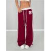 image:imageSOLY HUX Womens Baggy Sweatpants Wide Leg Ed Hardy Sweatpant Y2k Drawstring Pants StreetwearRed Printed